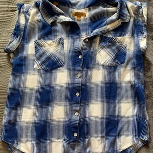 Jack’s Girlfriend - Super-Soft Blue and White Sleeveless Blouse